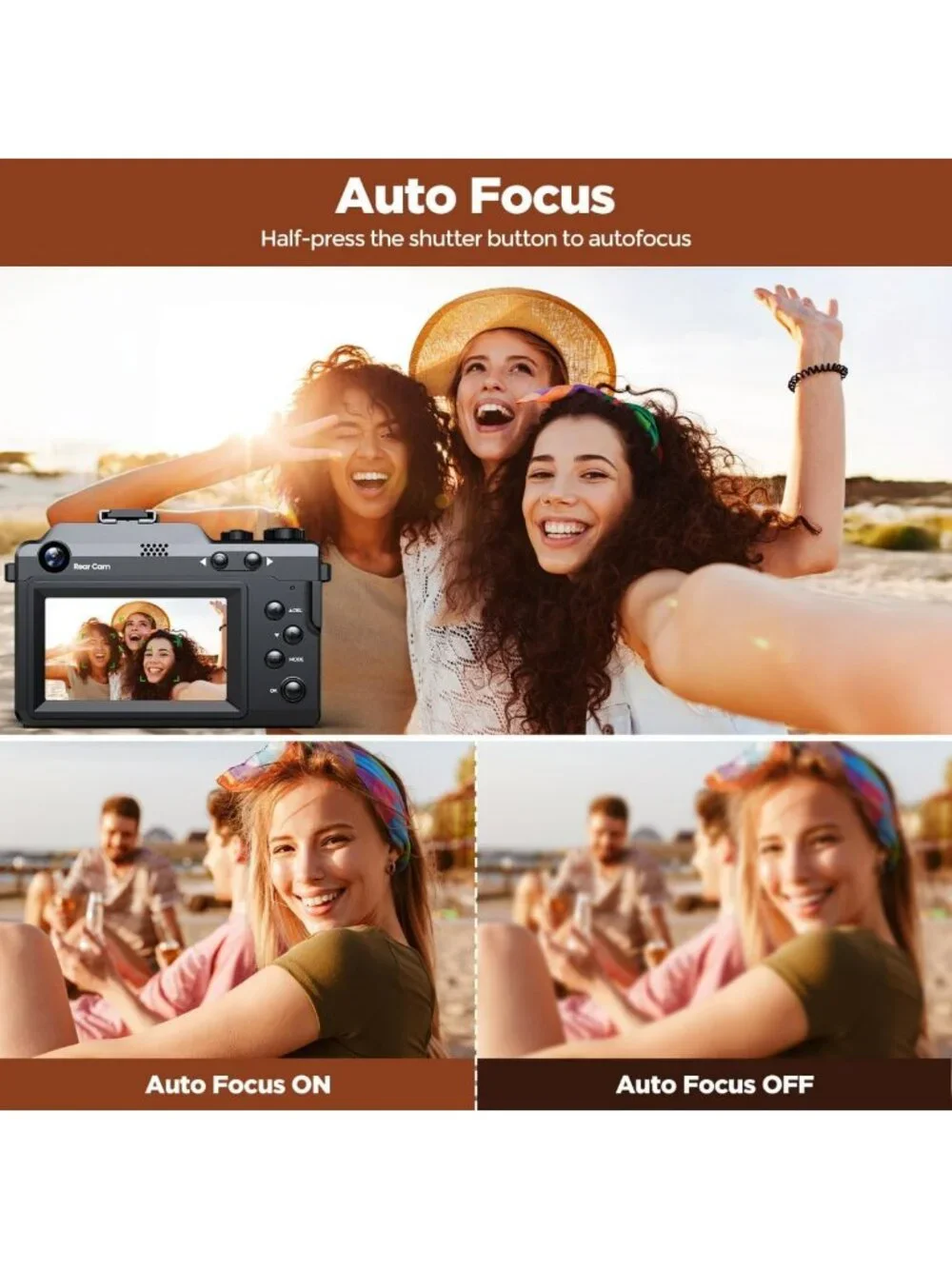64MP 4K Digital Camera for Photography & Vlogging, Dual Lens, 18X Zoom, Compact